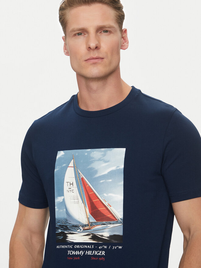 Tommy Hilfiger Tommy Hilfiger Marškinėliai Color Photo Print MW0MW38615 Tamsiai mėlyna Regular Fit