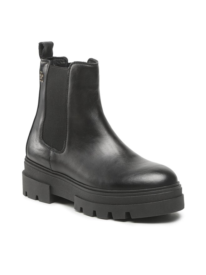 Tommy Hilfiger Klassische Stiefeletten Tommy Hilfiger Monochromatic Chelsea Boot FW0FW06899 Schwarz