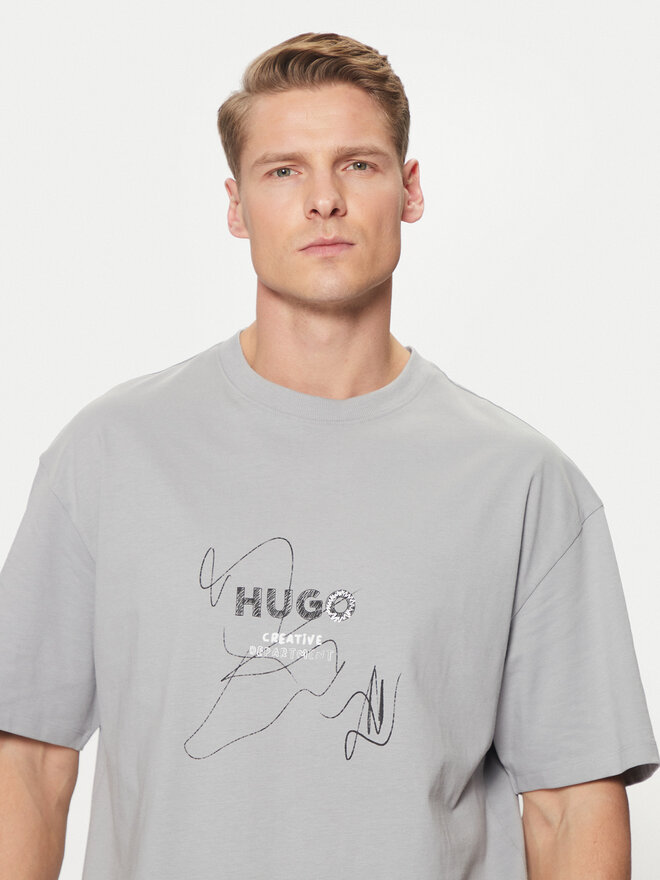 HUGO HUGO Футболка Nabion 50530441 Сірий Loose Fit
