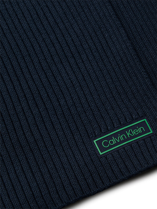 Calvin Klein Sál Calvin Klein Patch Chunky Rib Cotton Scarf LV04D8055G Sötétkék