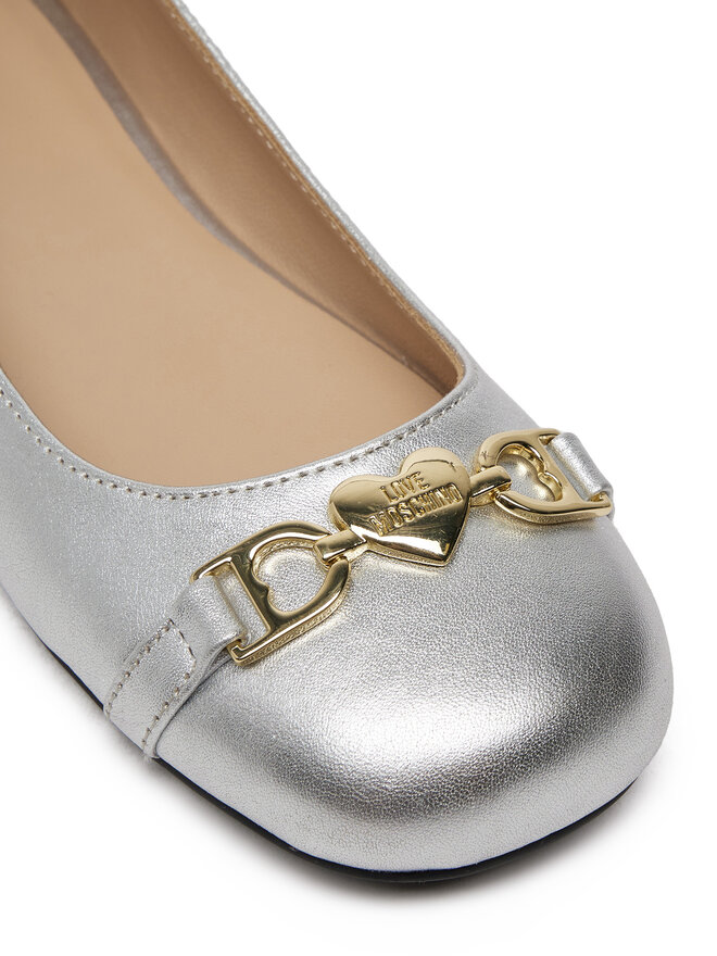 LOVE MOSCHINO Baleriny LOVE MOSCHINO JA11011G1MIF090B Srebrny