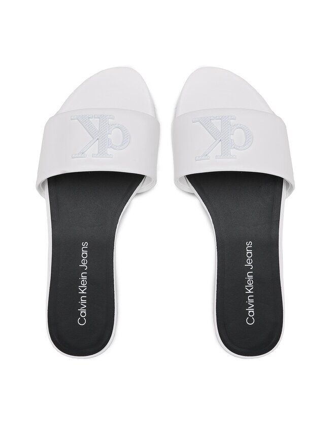 Calvin Klein Jeans Pantoletten Calvin Klein Jeans Flat Sandal Slide Hw YW0YW00952 Weiß