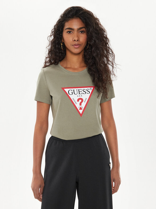 Guess Guess Marškinėliai W1YI1B I3Z14 Žalia Regular Fit