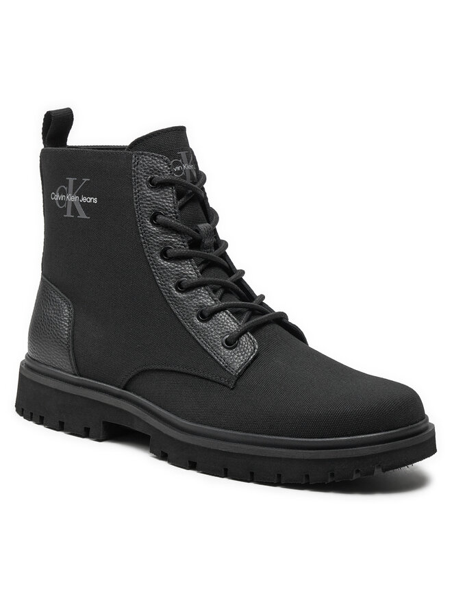 Calvin Klein Jeans Šnurovacia obuv Calvin Klein Jeans Eva Boot Mid Laceup Mix Mtr YM0YM00982 Čierna