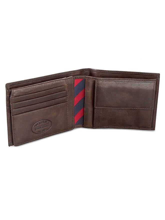 Tommy Hilfiger Duży Portfel Męski Tommy Hilfiger Johnson Cc Flap And Coin Pocket AM0AM00660/82566 Brązowy