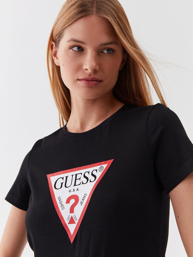 Guess Guess Marškinėliai W1YI1B I3Z14 Juoda Slim Fit