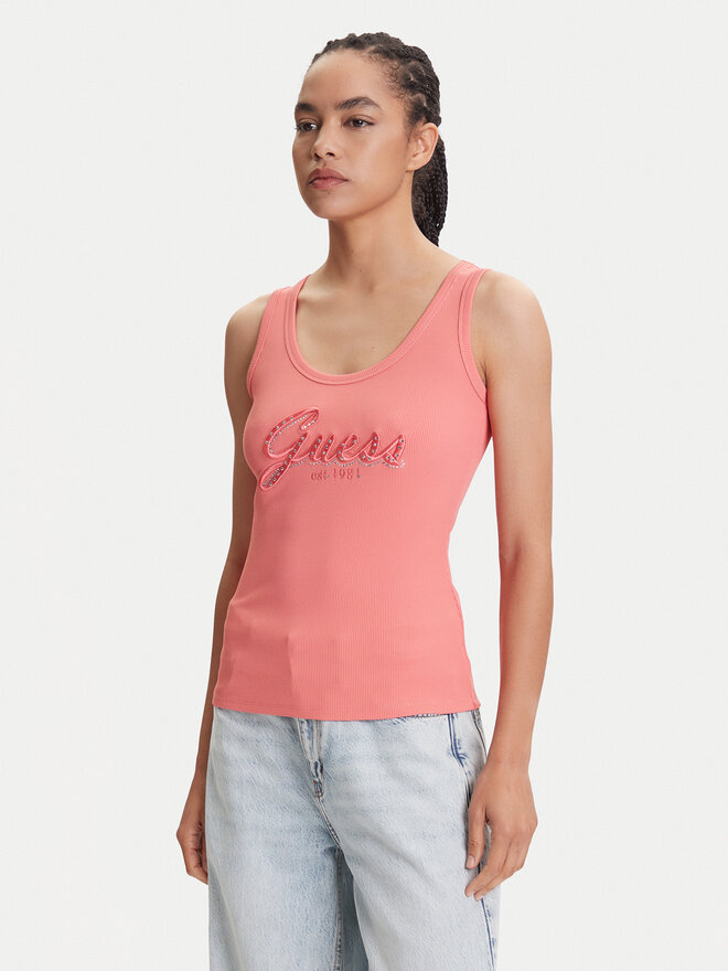 Guess Guess Топ W5YP00 KCXJ2 Рожевий Regular Fit