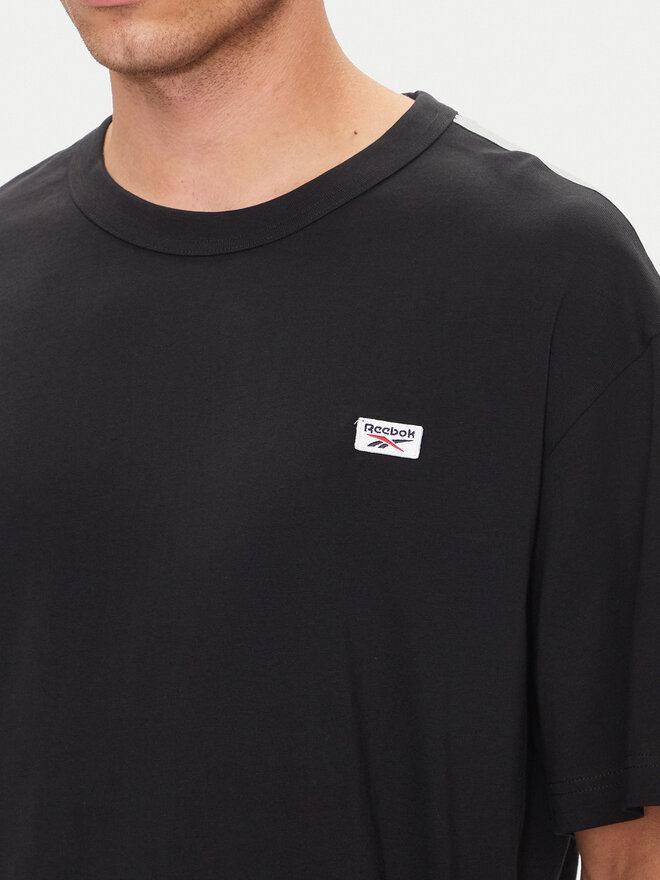 Reebok Reebok Marškinėliai Cl Court Sport Ss Tape Tee 100202807 Juoda Regular Fit