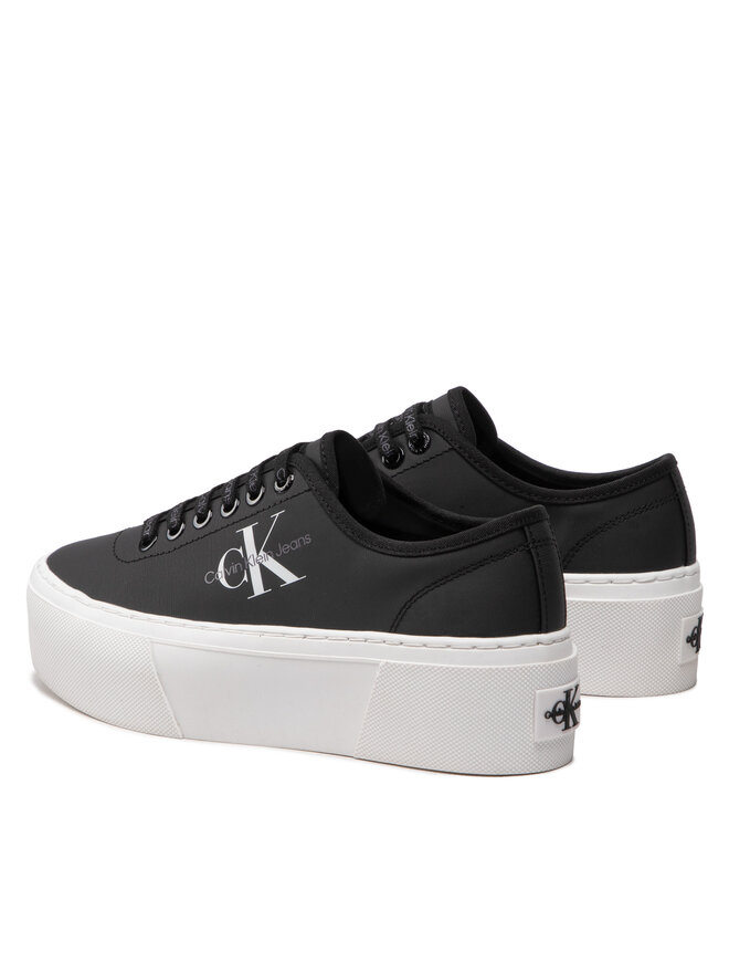 Calvin Klein Jeans Teniszcipő Calvin Klein Jeans Cupsole Flatform Laceup Low Txt YW0YW00766 Fekete