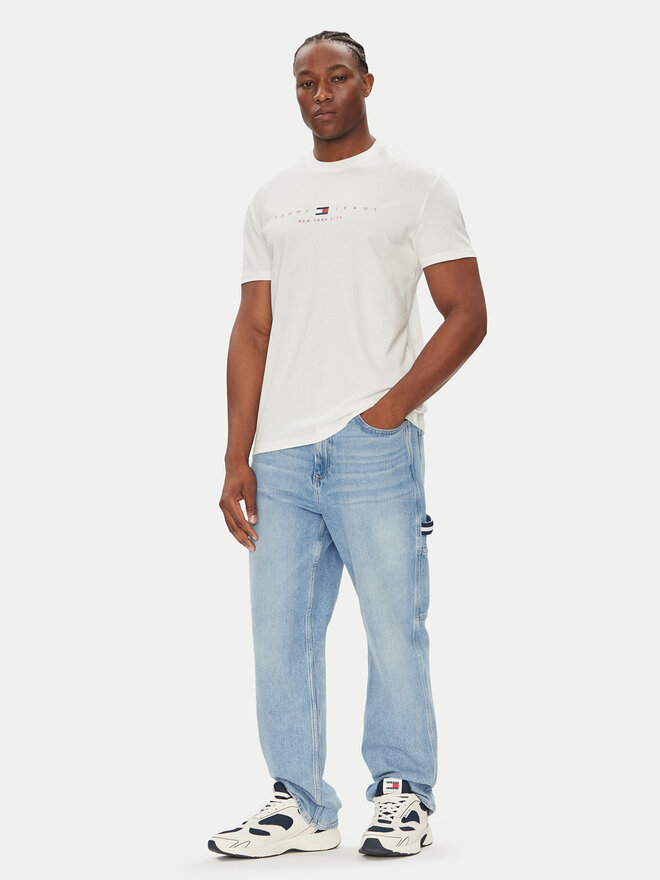 Tommy Jeans Tommy Jeans Marškinėliai Flag Linear DM0DM21911 Balta Regular Fit