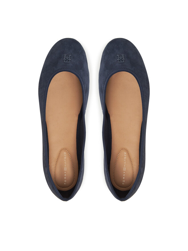 Tommy Hilfiger Μπαλαρίνες Tommy Hilfiger Th Hardware Suede Ballerina FW0FW08655 Σκούρο μπλε