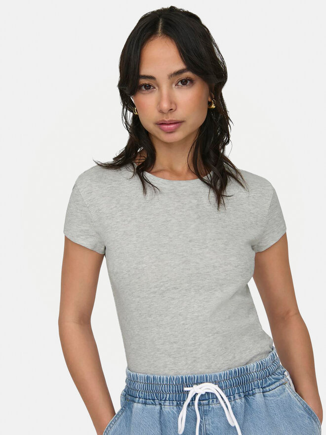 ONLY ONLY Marškinėliai Elina 15320229 Pilka Slim Fit