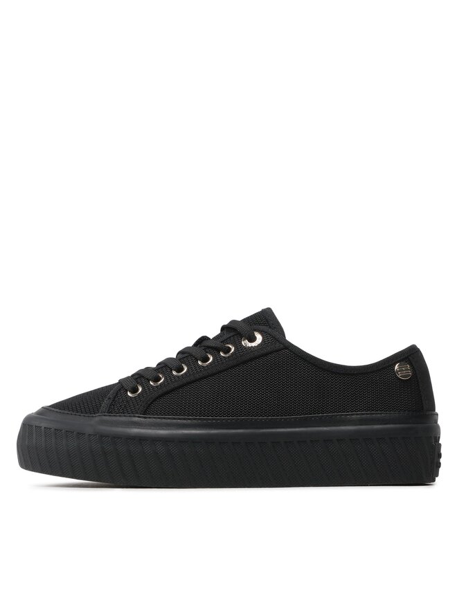 Tommy Hilfiger Sneakers aus Stoff Tommy Hilfiger Platform Vulcanized Sneaker FW0FW07156 Schwarz