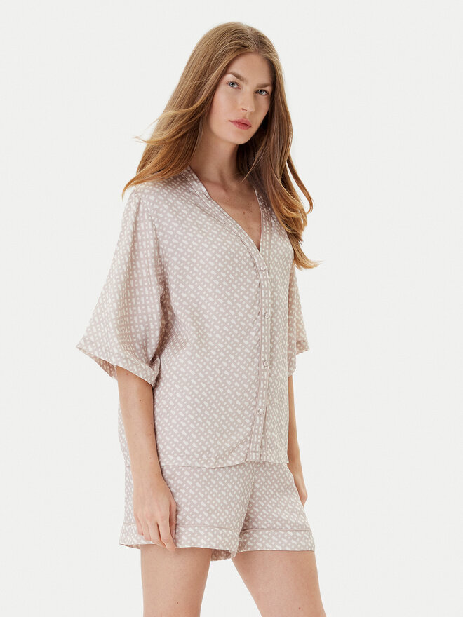 BOSS BOSS Pyjamahemd Sateen 50545615 Beige Relaxed Fit