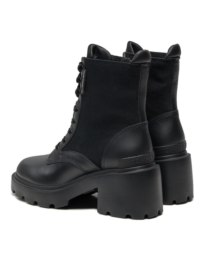 Tommy Jeans Polokozačky Tommy Jeans Tjw Mid Heel Boot Mix Media EN0EN02556 Černá
