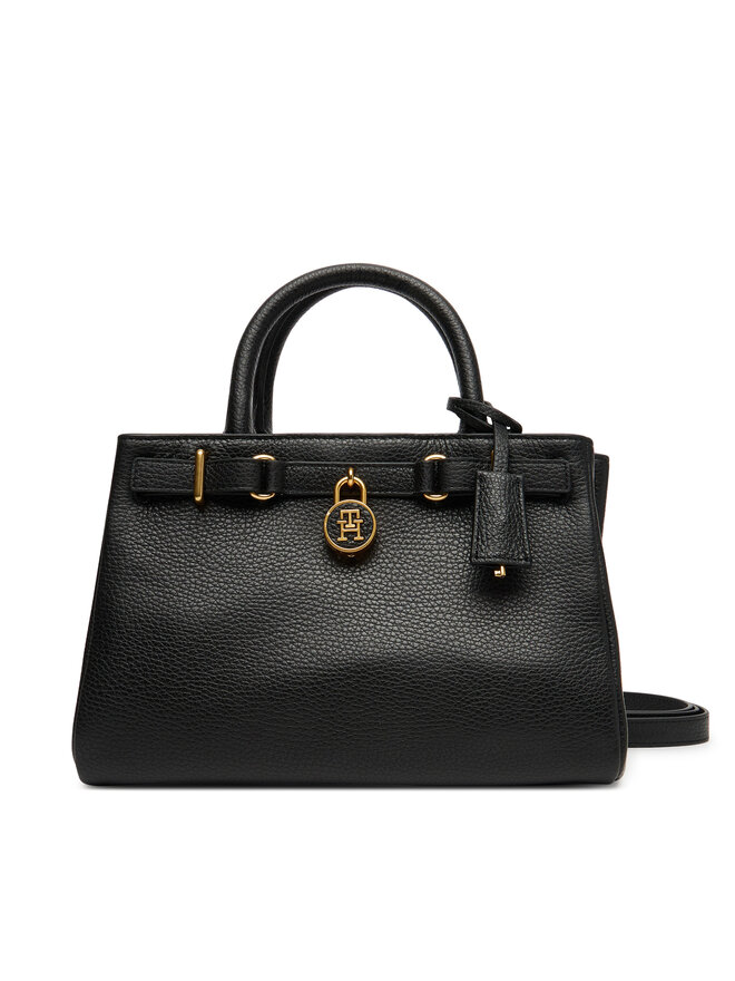 Tommy Hilfiger Τσάντα Tommy Hilfiger American Icon Mini Tote Leather AW0AW17926 Μαύρο