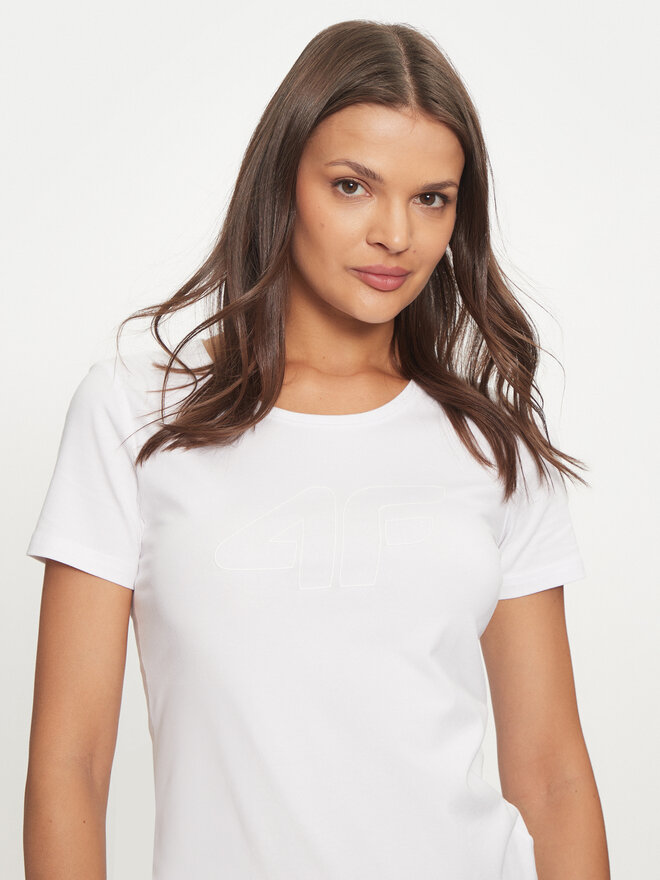 4F 4F Marškinėliai 4FWMM00TTSHF1846 Balta Slim Fit