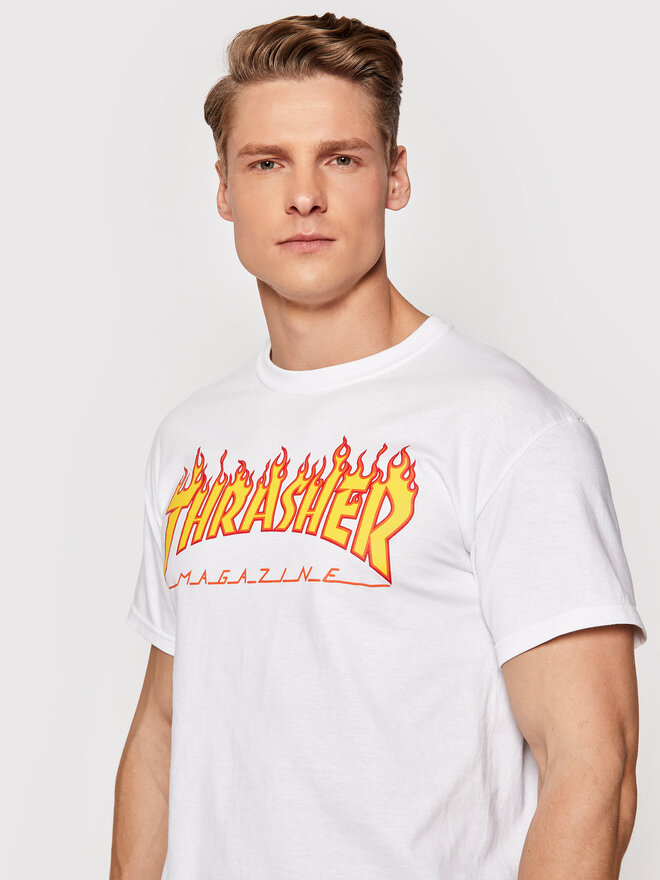 Thrasher Thrasher Camiseta Flame Blanco Regular Fit
