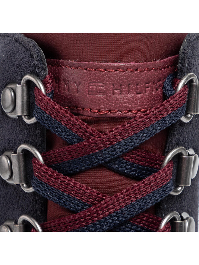 Tommy Hilfiger Schnürschuhe Tommy Hilfiger Sporty Qutdoor Mid Heel Lace Up FW0FW04341 Dunkelblau