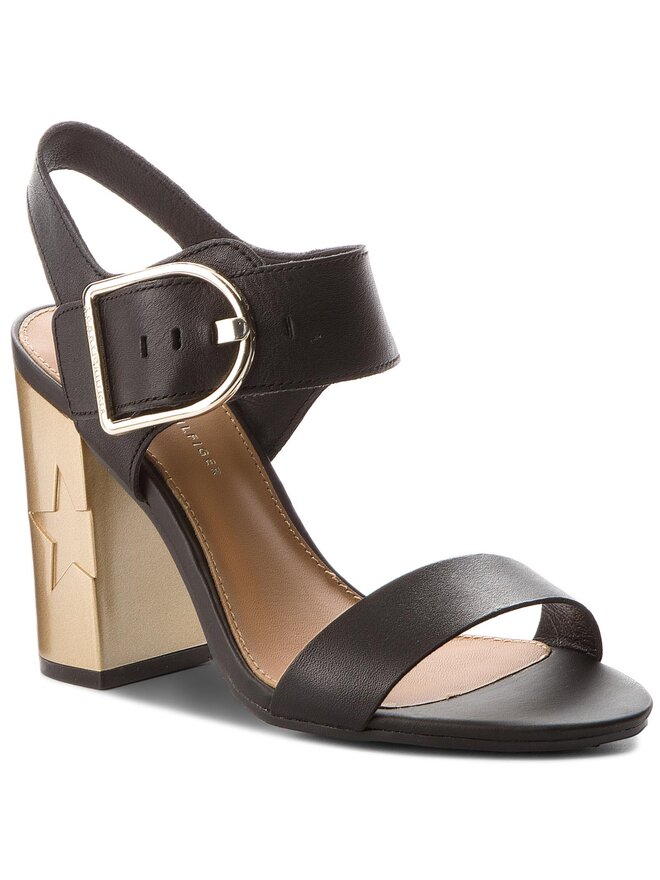 Tommy Hilfiger Sandały Tommy Hilfiger Feminine Heel Oversized Buckle FW0FW02578 Czarny