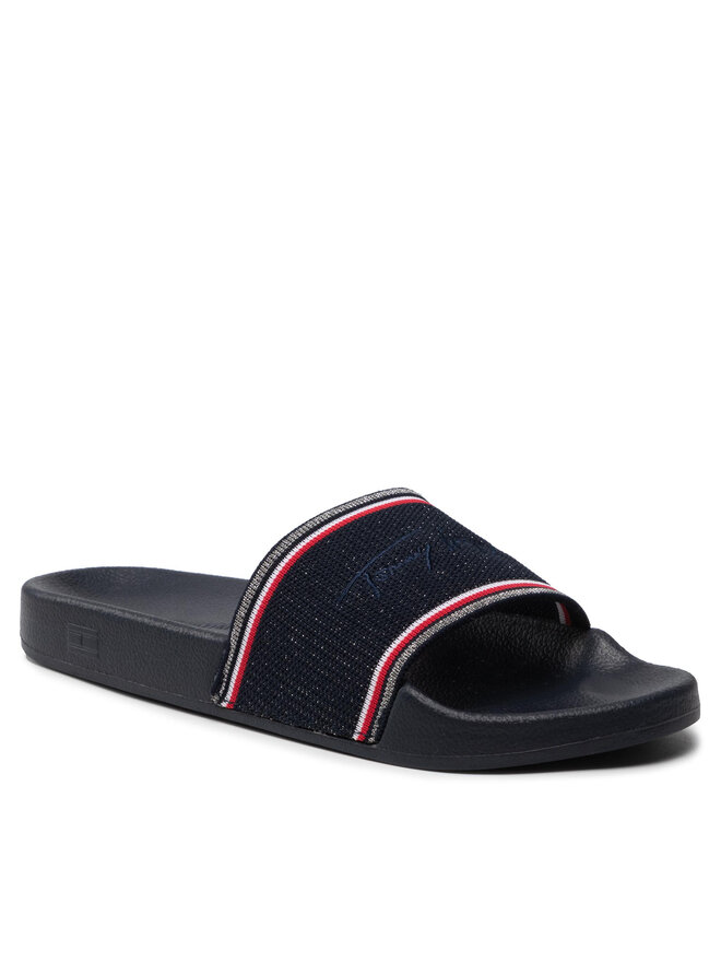 Tommy Hilfiger Чехли Tommy Hilfiger Essential Shiny Knit Pool Slide FW0FW06311 Тъмносин