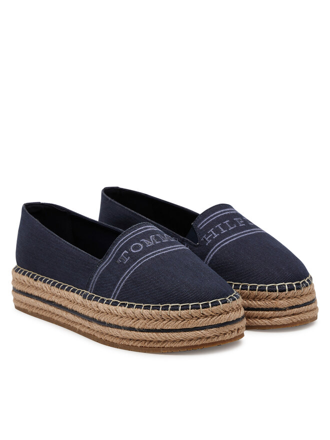 Tommy Hilfiger Espadryle Tommy Hilfiger Denim Platform Espadrille FW0FW08543 Granatowy
