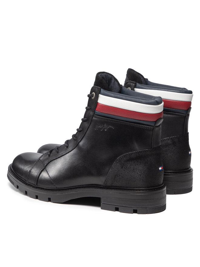 Tommy Hilfiger Μπότες Tommy Hilfiger Elevated Rwb Collar Lth Boot FM0FM03825 Μαύρο