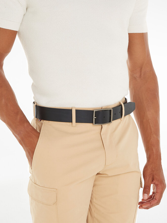 Tommy Hilfiger Cinturón para hombre Tommy Hilfiger Oliver 4.0 Ext AM0AM12299 Negro