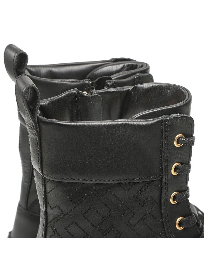 Tommy Hilfiger Trapper stila apavi Tommy Hilfiger Lace Up Zip Boot Monogram FW0FW06849 Melns