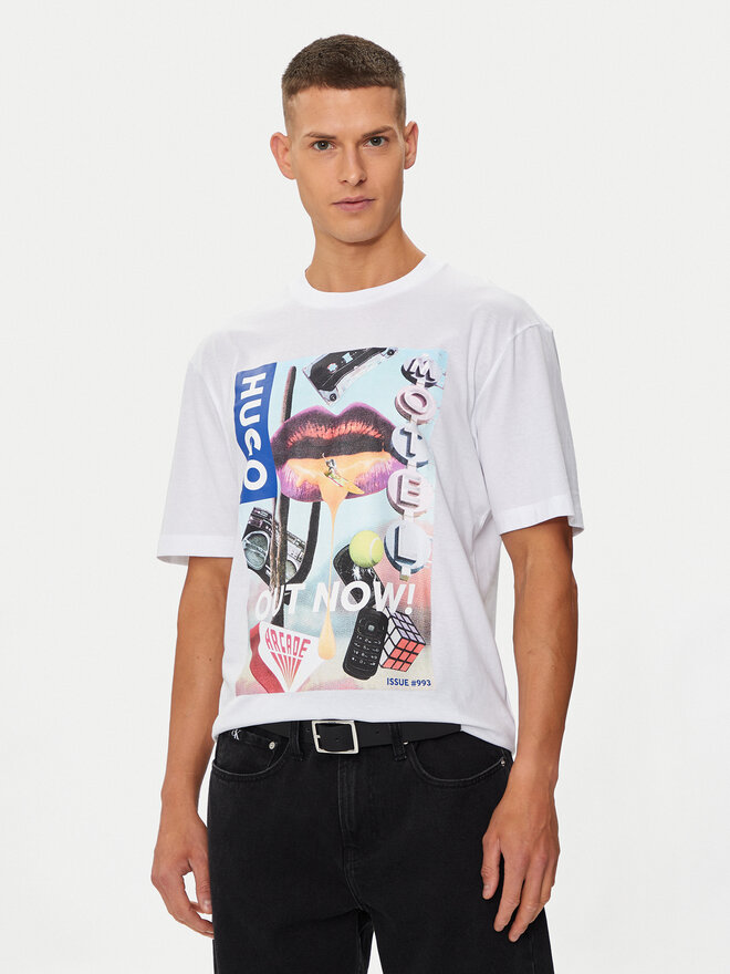 HUGO HUGO Camiseta Narcado 50513316 Blanco Relaxed Fit