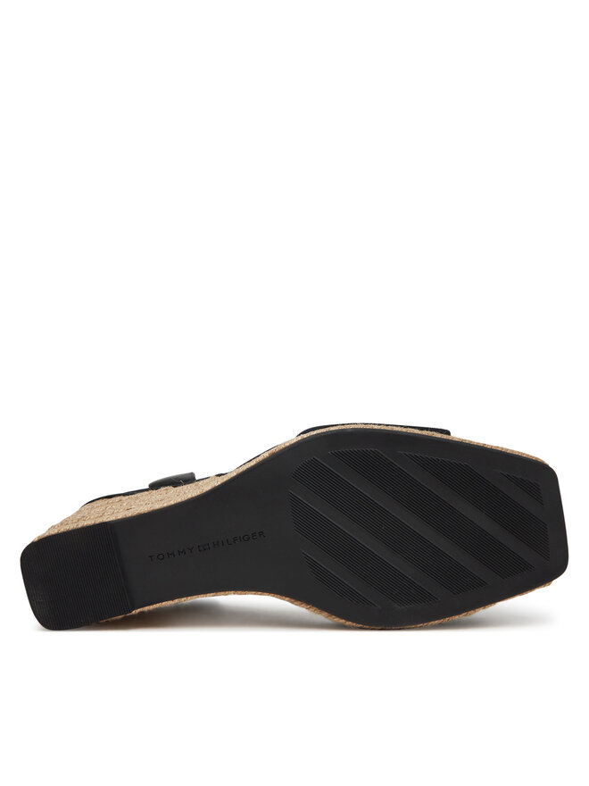 Tommy Hilfiger Espadryle Tommy Hilfiger Leather & Suede High Wedge Espad FW0FW08803 Czarny