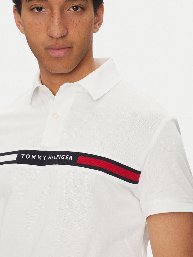 Tommy Hilfiger Tommy Hilfiger Pólóing Chest Insert MW0MW38130 Fehér Regular Fit