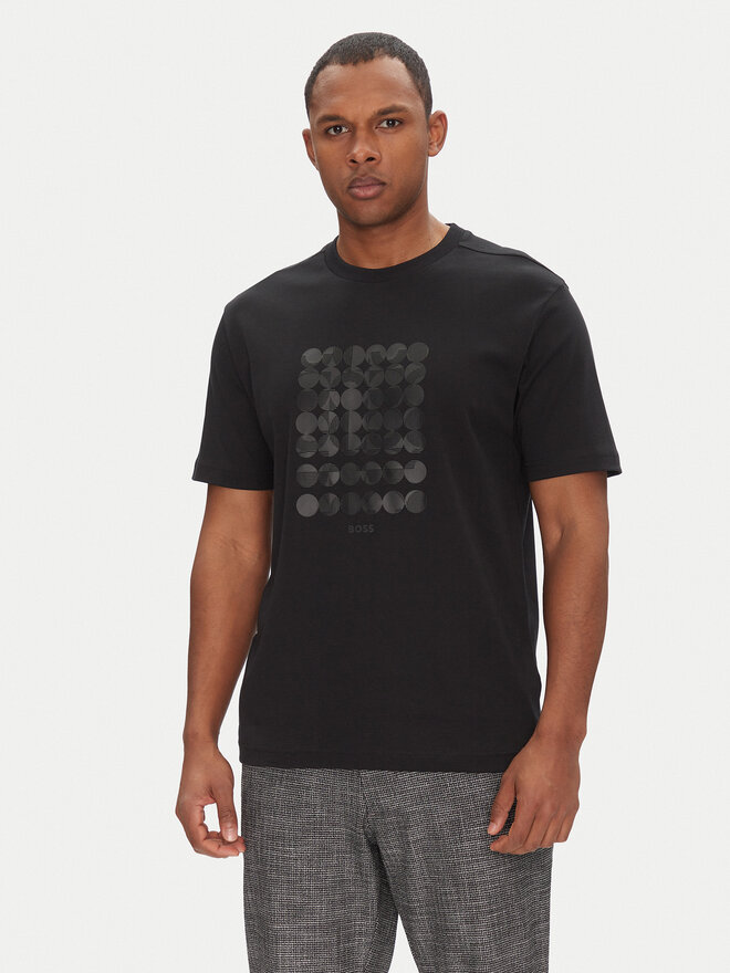 BOSS BOSS T-Shirt Tee Print Striped C 50537845 Schwarz Relaxed Fit