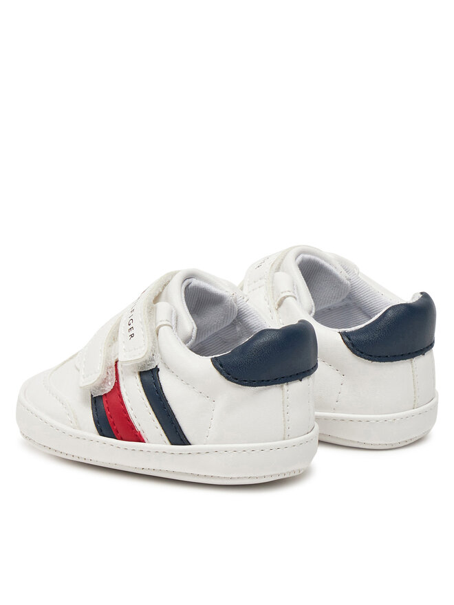Tommy Hilfiger Сникърси Tommy Hilfiger Stripe Low Cut Velcro T0B9-33831-1433 Бял