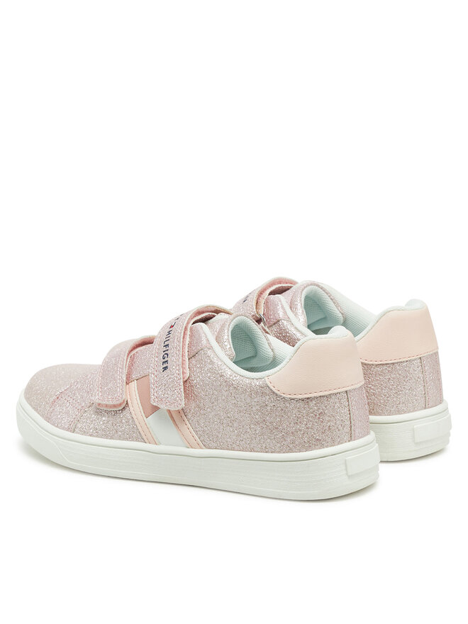 Tommy Hilfiger Сникърси Tommy Hilfiger Flag Low Cut Velcro Sneaker T1A9-33725-0745 S Розов