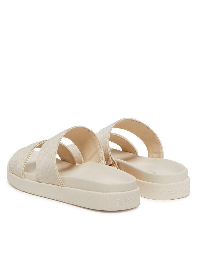 Calvin Klein Pantoletten Calvin Klein Flat Slide Jacq HW0HW02486 Écru