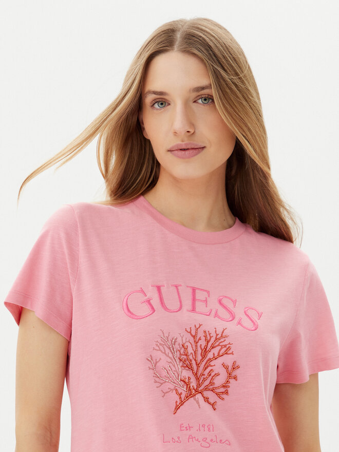 Guess Guess Marškinėliai E5GI03 K8G01 Rožinė Regular Fit