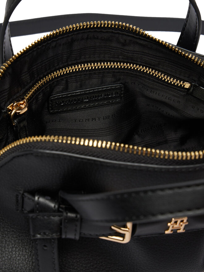 Tommy Hilfiger Handtasche Tommy Hilfiger Th Buckle Mini Tote AW0AW19034 Schwarz