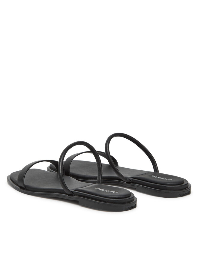 Calvin Klein Pantoletten Calvin Klein Flat Sandal Squared 2-Bar Lth HW0HW02532 Schwarz