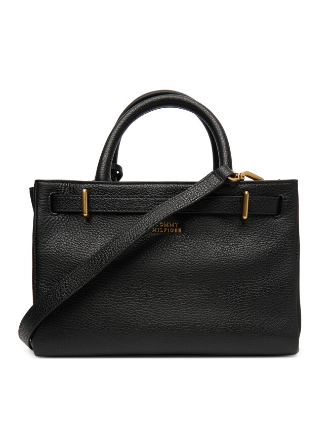 Tommy Hilfiger Ročna torba Tommy Hilfiger American Icon Mini Tote Leather AW0AW17926 Črna