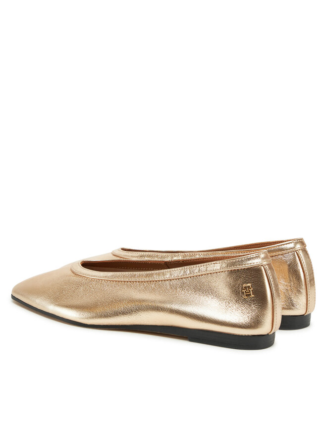 Tommy Hilfiger Baleriny Tommy Hilfiger Soft Metal Lthr Ballerina No Bow FW0FW08601 Złoty