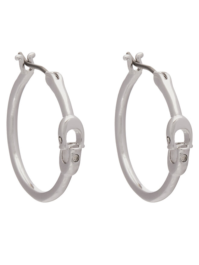 Coach Orecchini Coach Signature Hoop Earrings 37408160RHO030 Argento