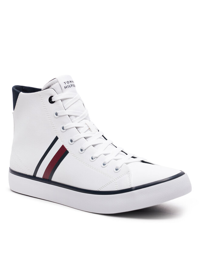Tommy Hilfiger Sneakersy Tommy Hilfiger Th Hi Vulc Stripes Mesh FM0FM04948 Biały