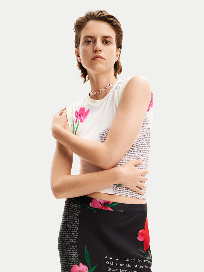 Desigual Desigual T-shirt Mirna 24SWTK10 Bijela Slim Fit