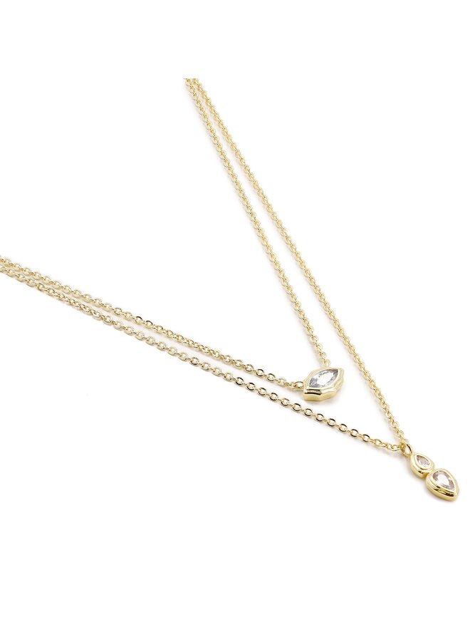 Luv AJ Набір з 2 ланцюжків Luv AJ Stellar Bezel Charm Necklace Set HOL22-N-SBCN-G Золотий