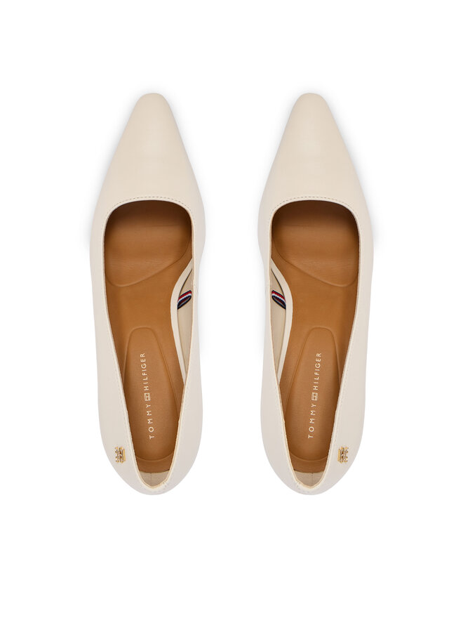 Tommy Hilfiger Pumps Tommy Hilfiger Th Logo Lth Pump Slanted Hl FW0FW09008 Écru