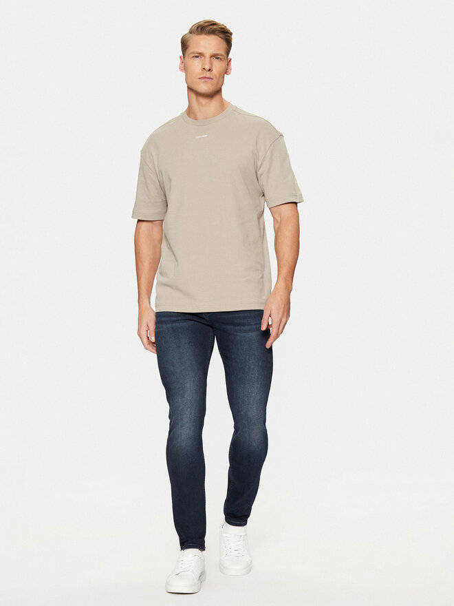Calvin Klein Calvin Klein Camiseta Nano Logo Interlock T-Shirt K10K112487 Beis Regular Fit