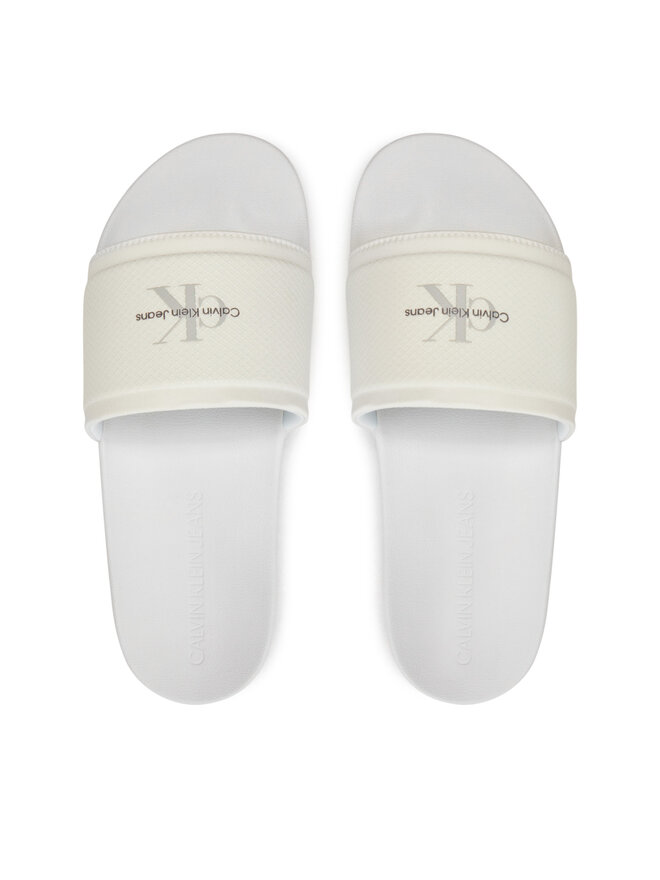 Calvin Klein Jeans Nazouváky Calvin Klein Jeans Slide Institutional Metallic YM0YM01018 Bílá