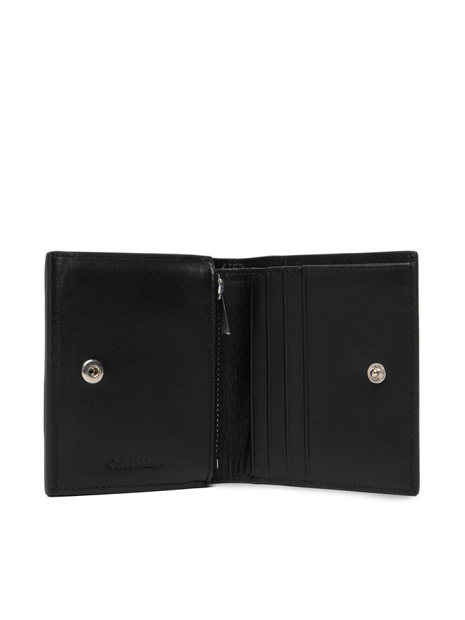 Calvin Klein Novčanik Calvin Klein Plaque Slim Trifold W Coin + Car LV04D1137G Crna