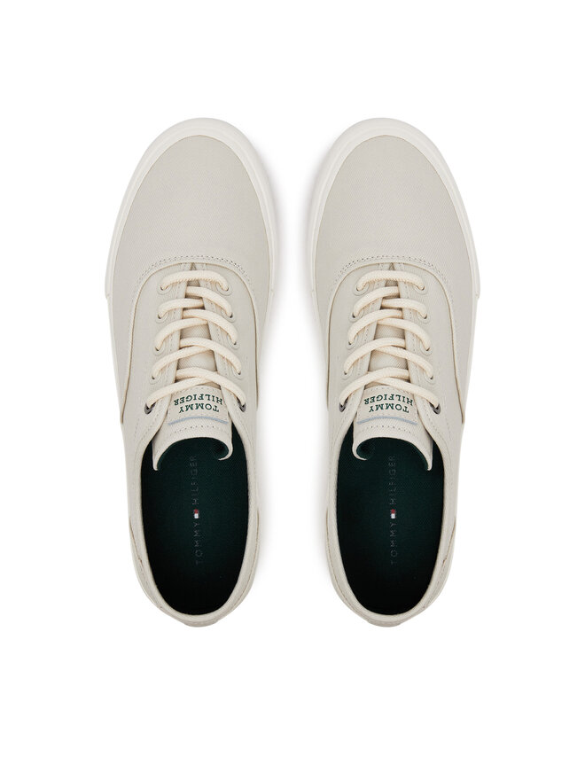 Tommy Hilfiger Πάνινα παπούτσια Tommy Hilfiger Th Hi Vulc Low Oxford Twill FM0FM05400 Λευκό